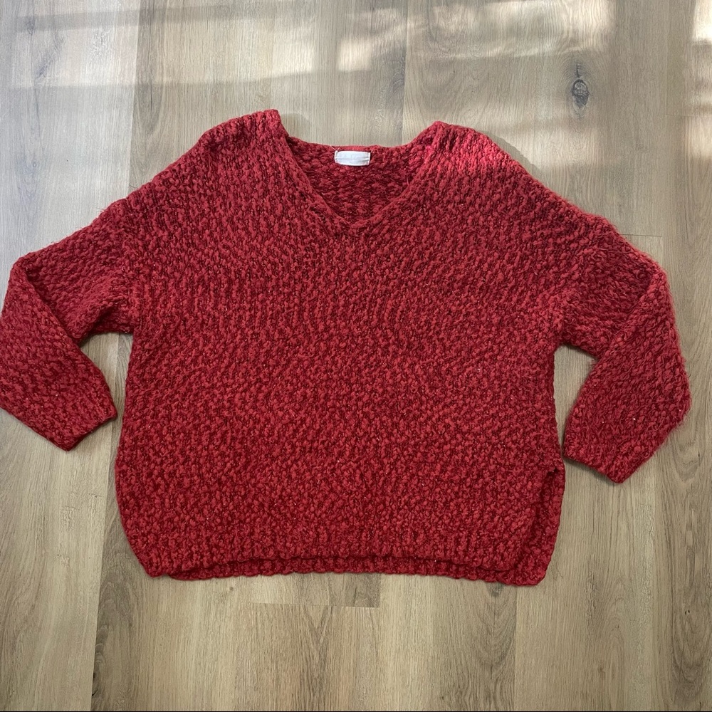 Altar’d State Lovely Lash V-Neck Burnt Orange Sweater in Size M/L